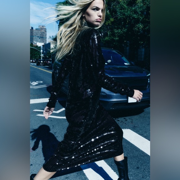 ZARA LONG LIMITED EDITION SEQUIN DRESS - Picture 5 of 13